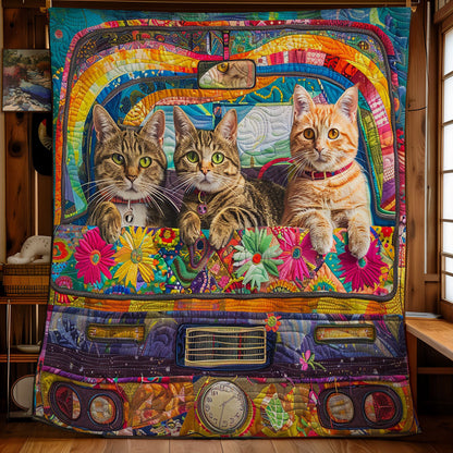 Hippie Camper Van Cats WM3008033CL Quilt