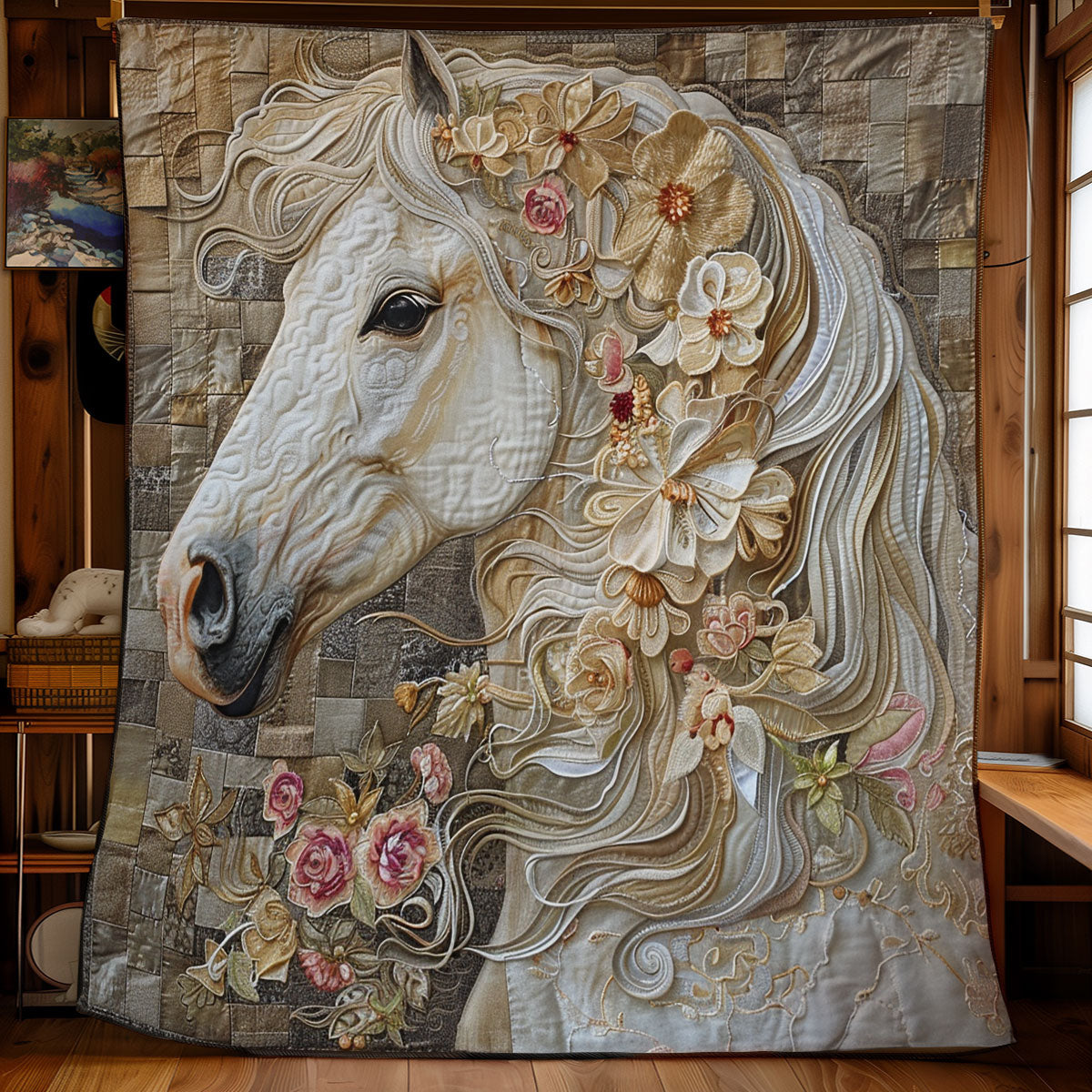 Horse And Flowers WM2008048CL Quilt