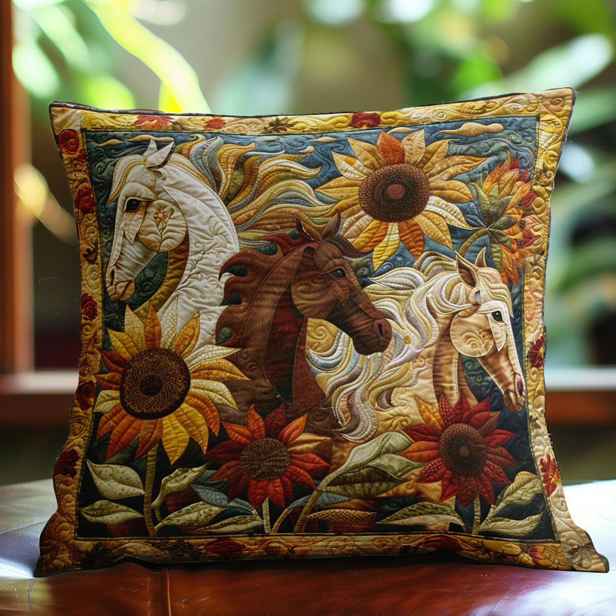 Horse Family WN3007068CL Quilt Pillow Case