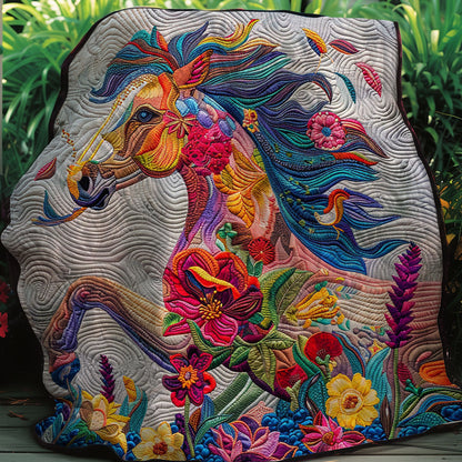 Horse Flowers WM2907001CL Quilt