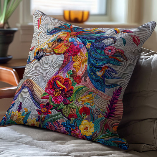 Horse Flowers WM2907001CL Quilt Pillow Case