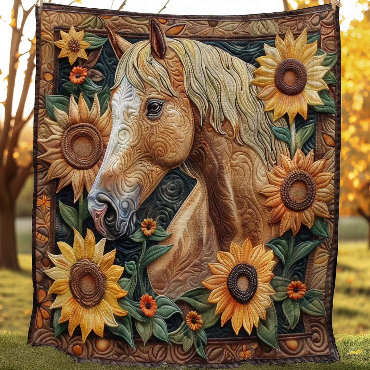 Horse Sunflower Meadow WN2108084CL Quilt