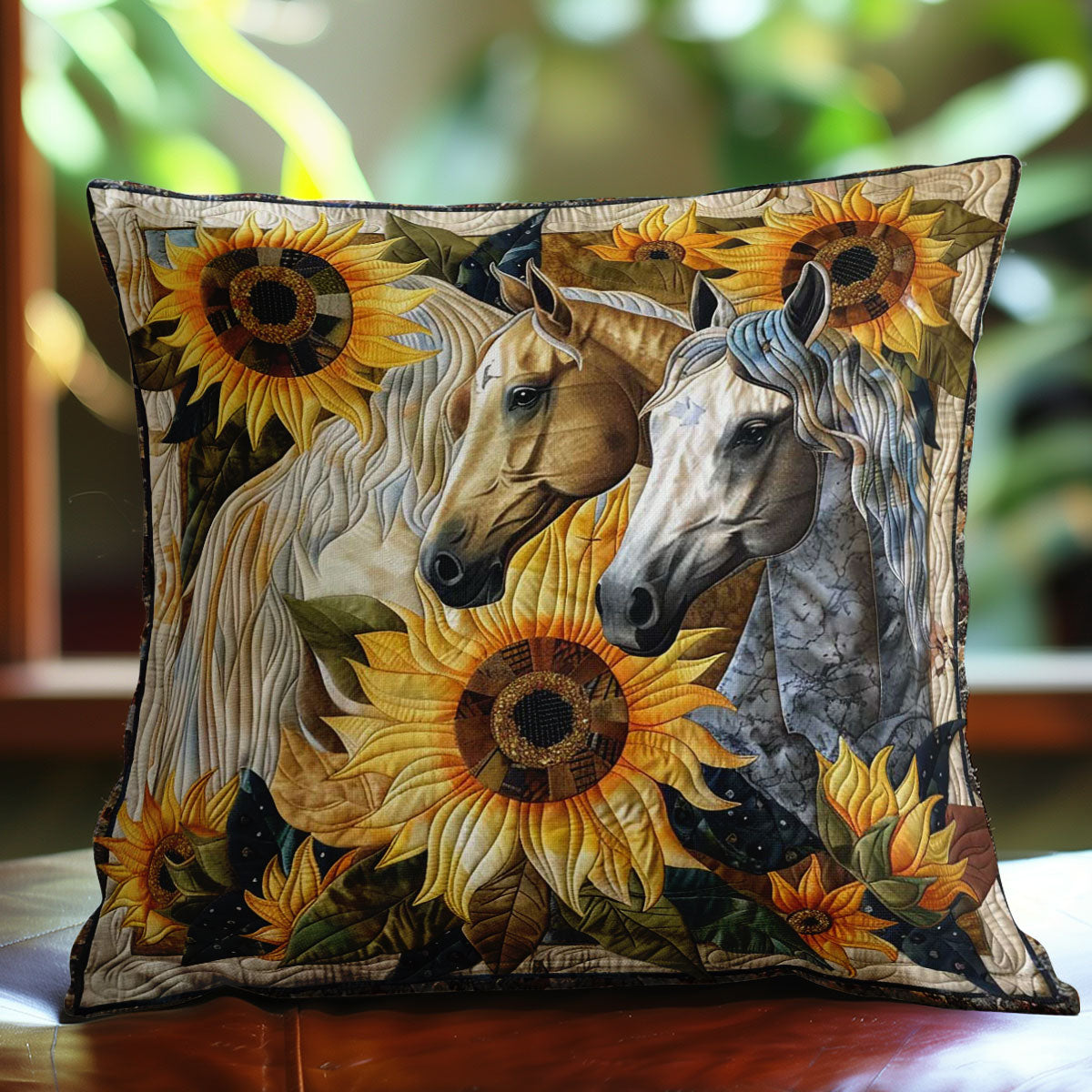 Horses And Sunflowers WN2607052CL Quilt Pillow Case