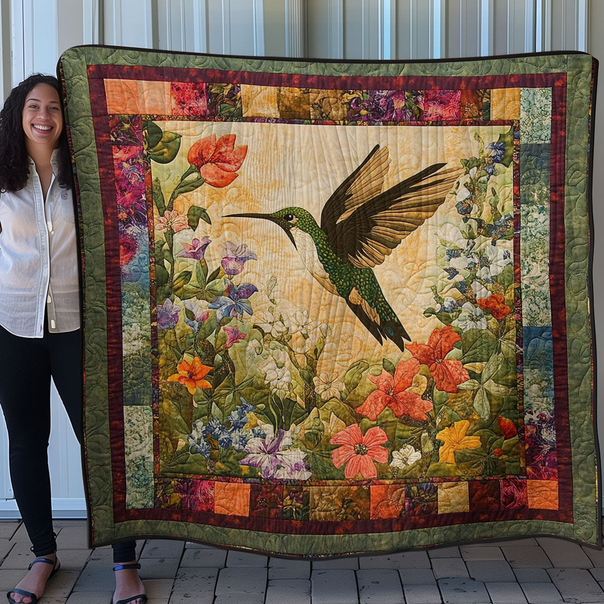 Hummingbird And Flowers WN0208042CL Quilt