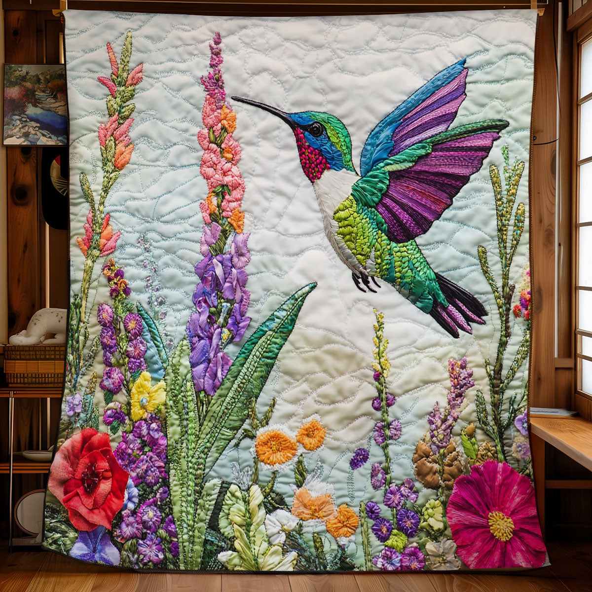 Hummingbird Charming Flowers WM1908002CL Quilt
