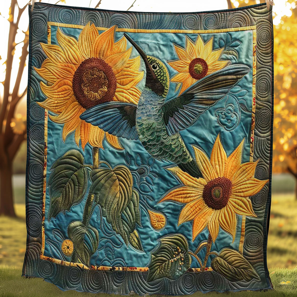 Hummingbird Sunflower Sky WN1908024CL Quilt