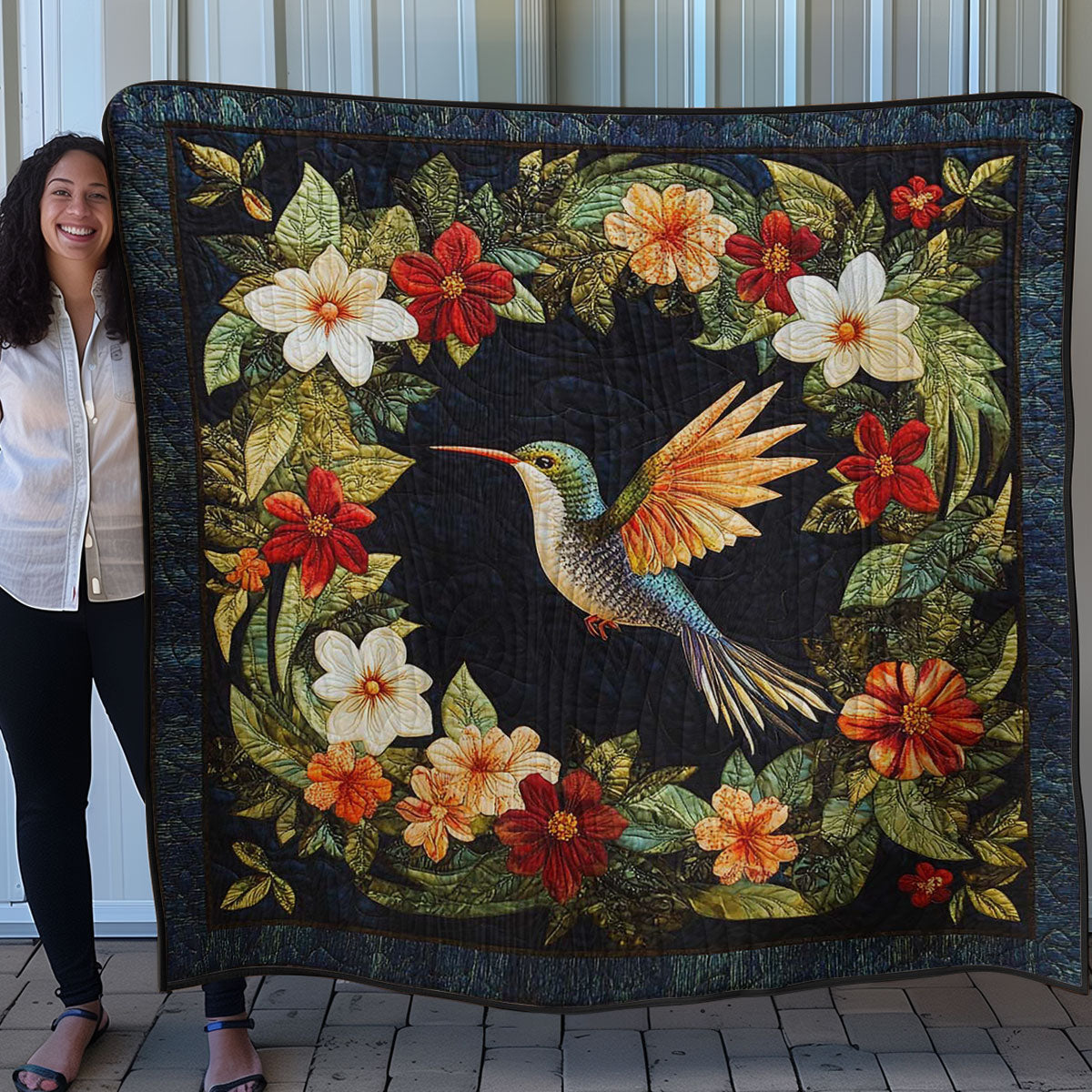 Hummingbird & Flowers WN0208043CL Quilt