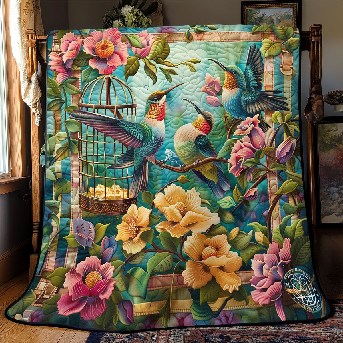 Hummingbirds And Floral SR2308025CL Quilt