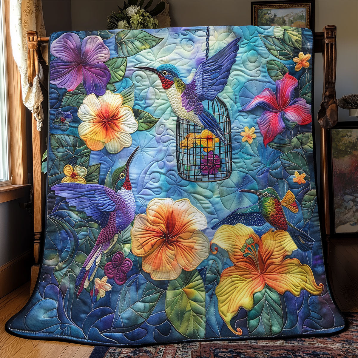 Hummingbirds And Flower SR2308024CL Quilt