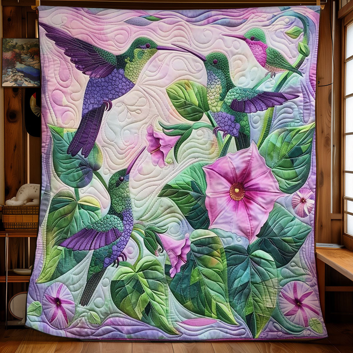 Hummingbirds Purple Harmony WM1908001CL Quilt