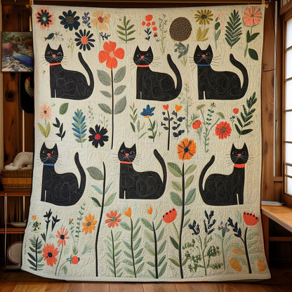 Joyful Black Cat WM3008028CL Quilt