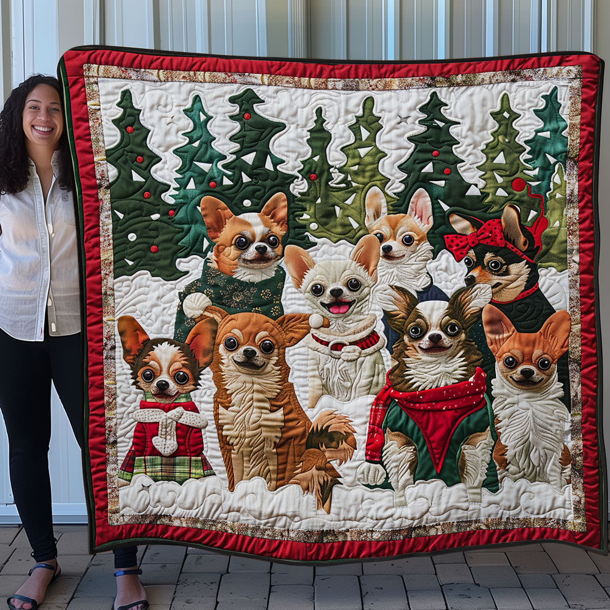 Joyful Chihuahua Family SR1608050CL Quilt