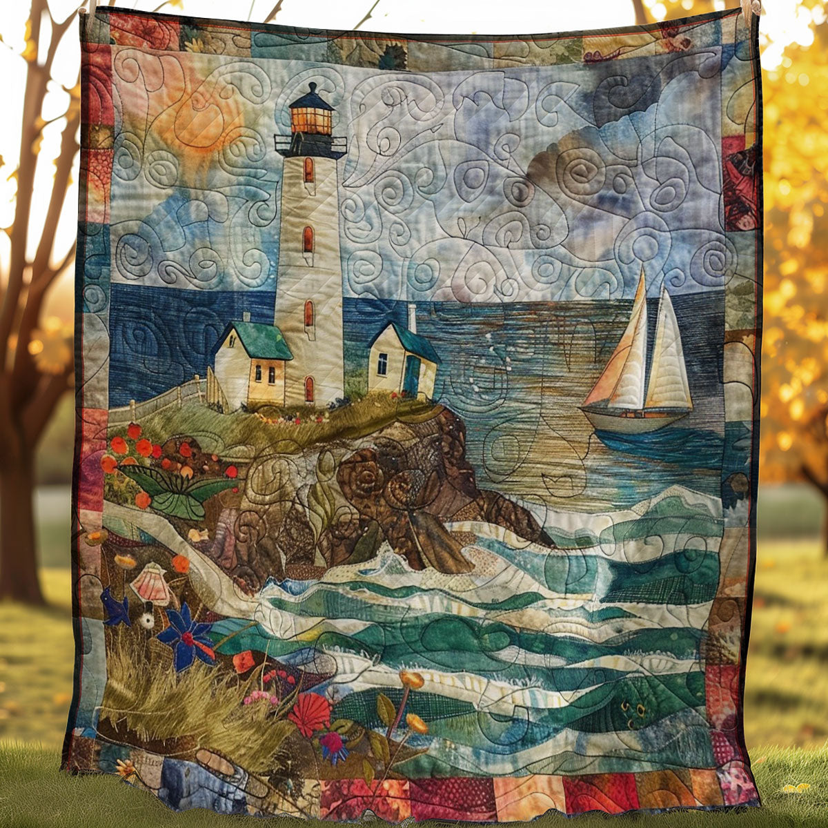 Lighthouse On Ocean WM3107001CL Quilt