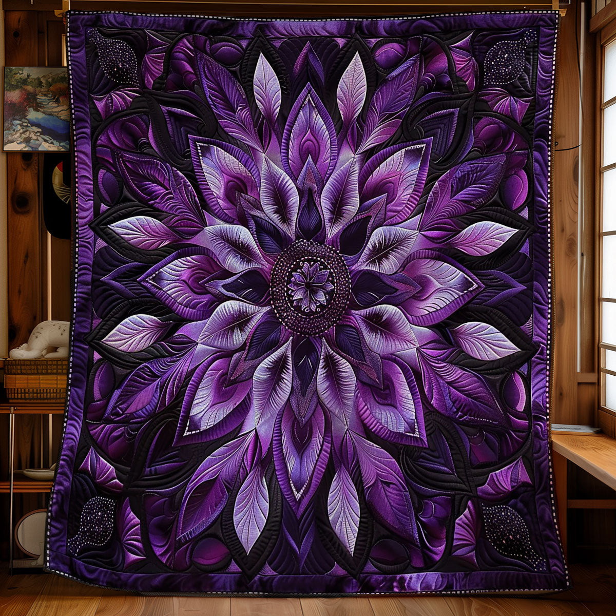 Mandala Purple Flower WM0509018CL Quilt