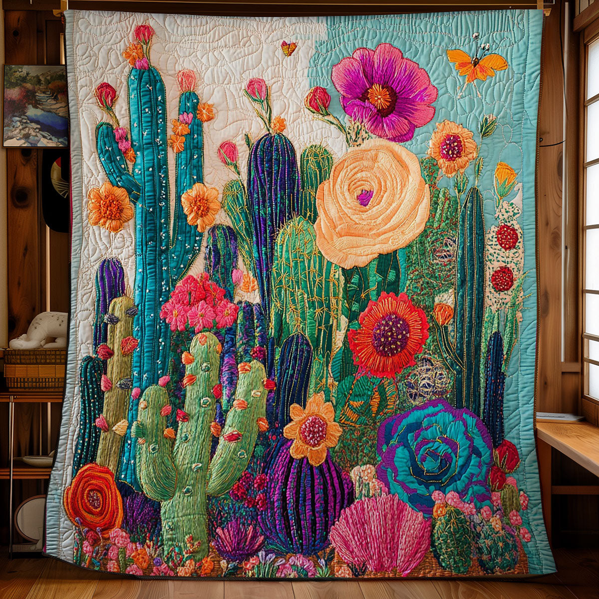 Mexican Mural Cactus WM3008029CL Quilt