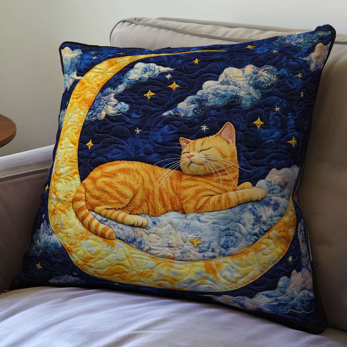 Moon Lying Cat WM0208157CL Quilt Pillow Case