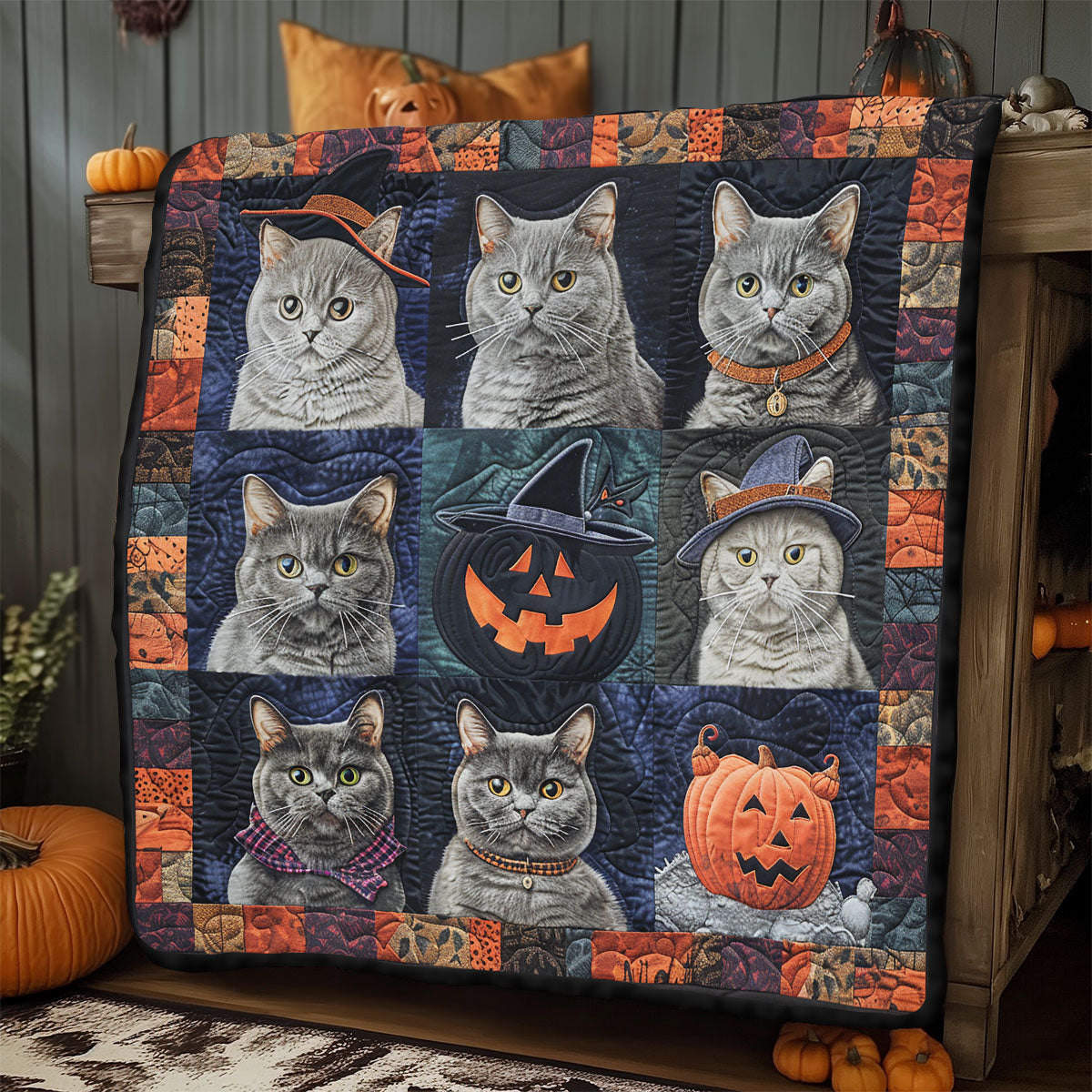 Mysterious Cat Halloween SR2008060CL Quilt