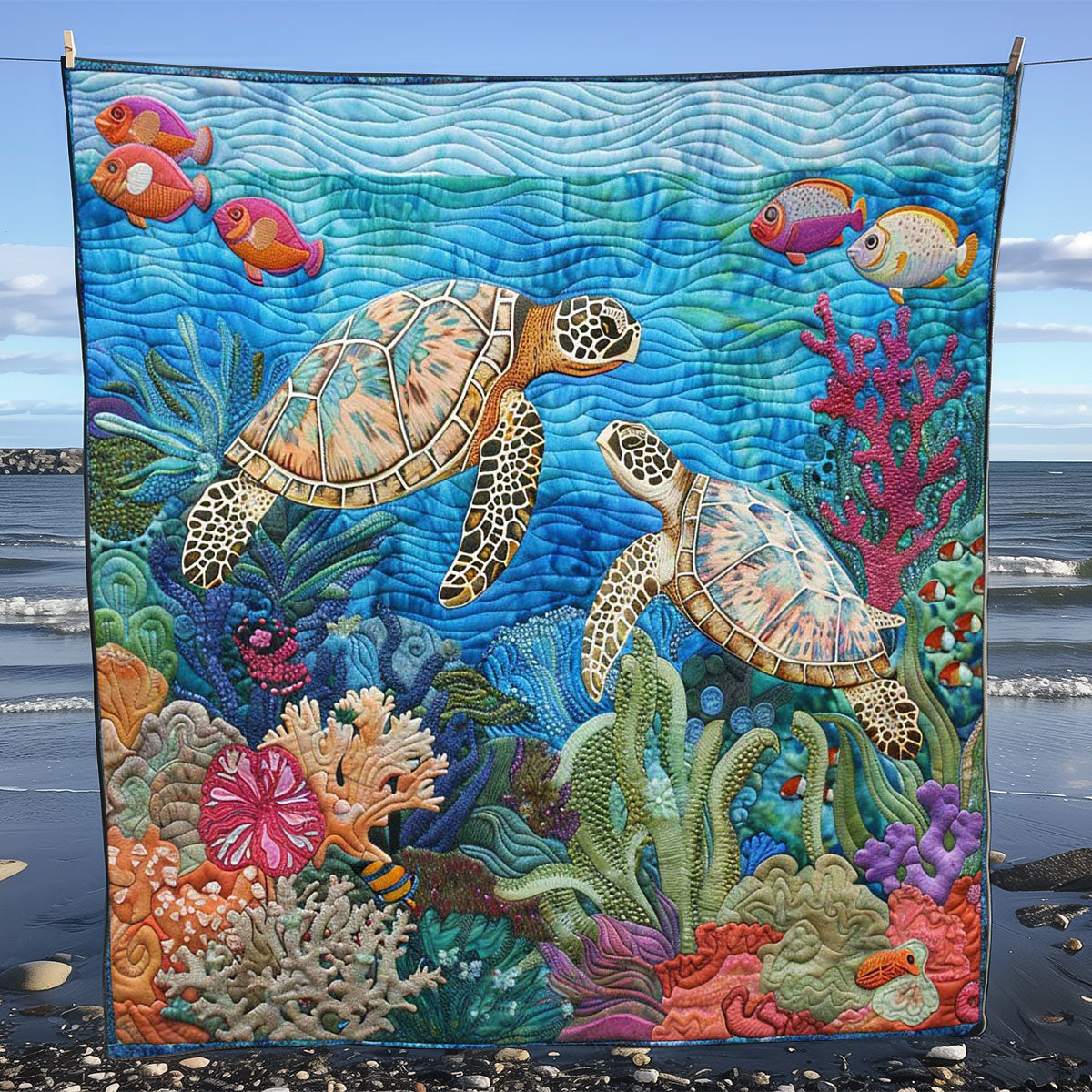 Ocean Turtle Dream Throw WN1008013CL Quilt