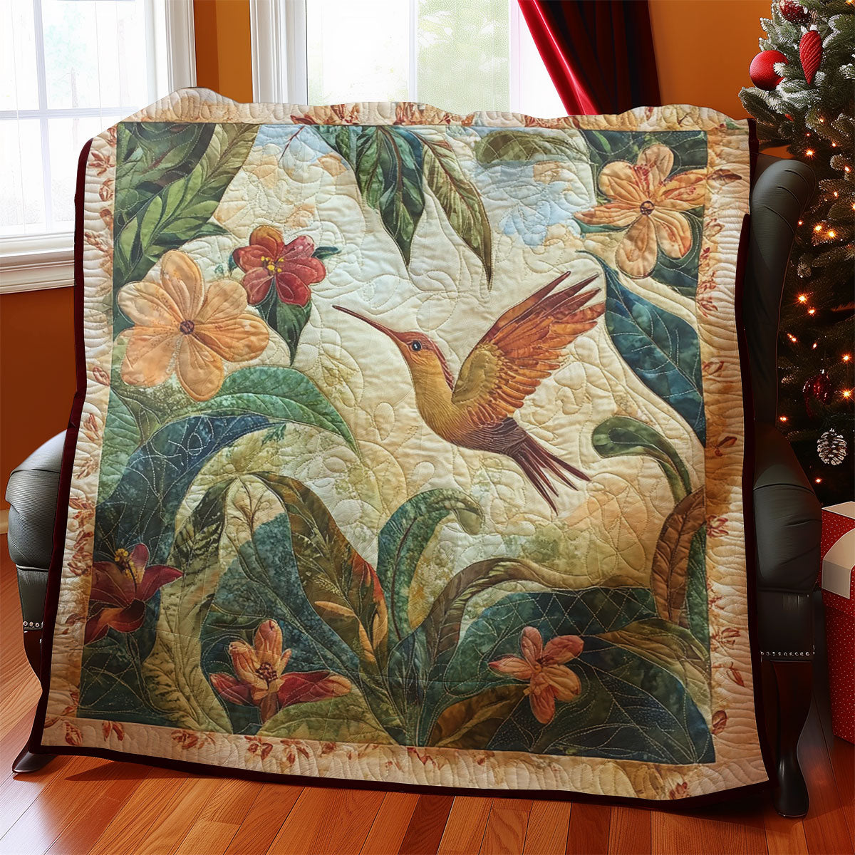 Orange Hummingbirds WM0208034CL Quilt