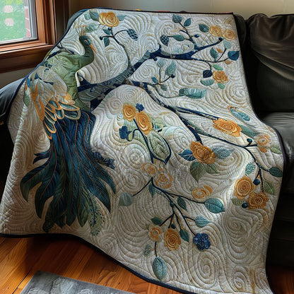 Peacook And Orange Flowers WM2907001CL Quilt