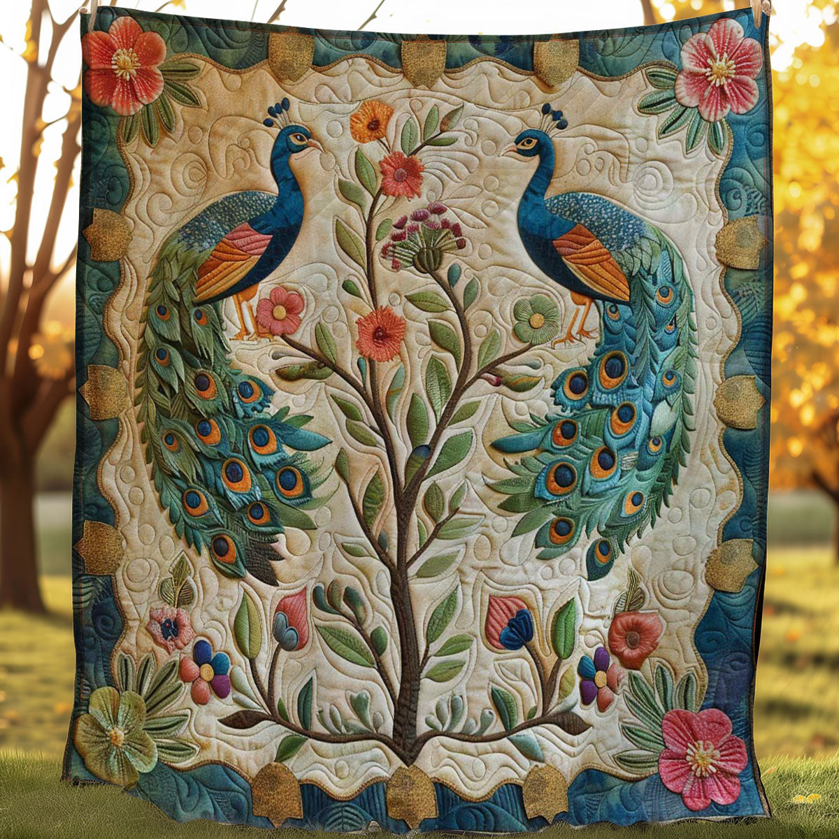 Peafowl's Blooming Grace WN1608035CL Quilt