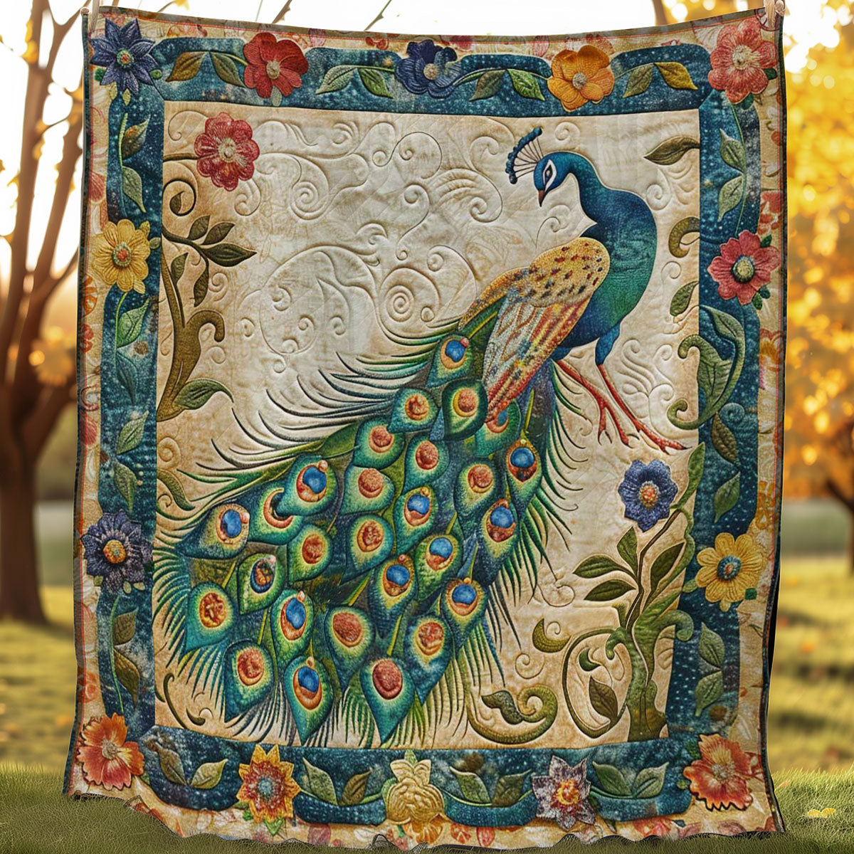 Peafowl's Floral Symphony WN1608034CL Quilt