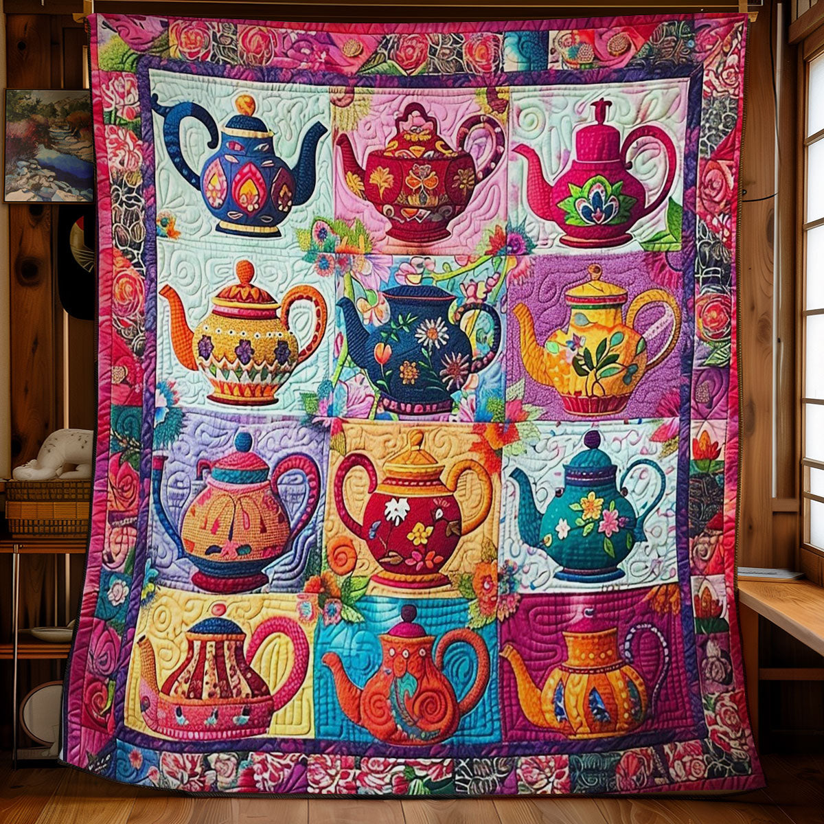 Pink Teapots WM2108012CL Quilt