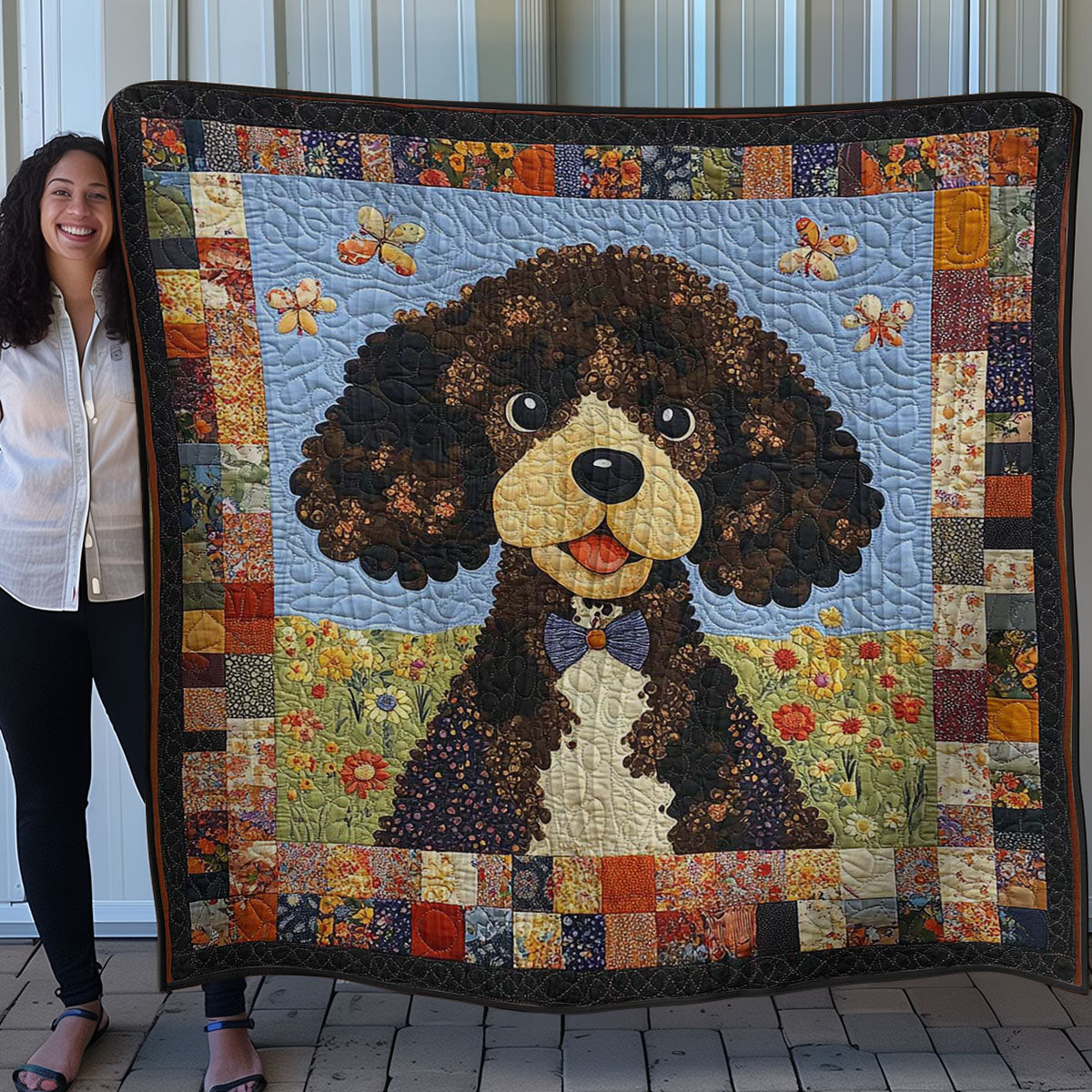 Poodle And Flowers WN0608036CL Quilt