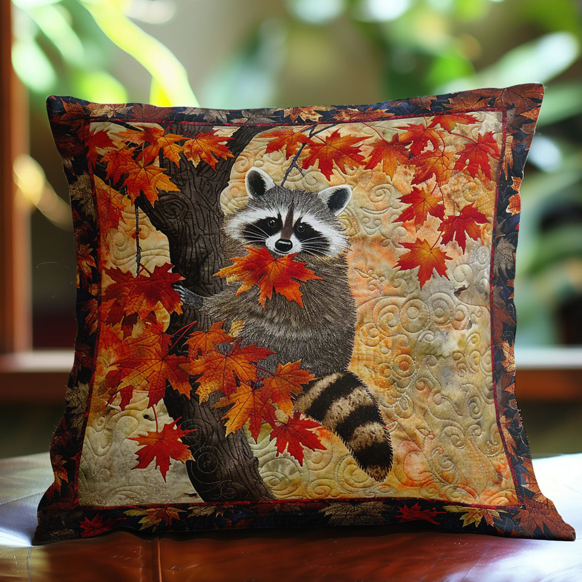 Procyon Lotor Fall Leaves WN0808061CL Quilt Pillow Case