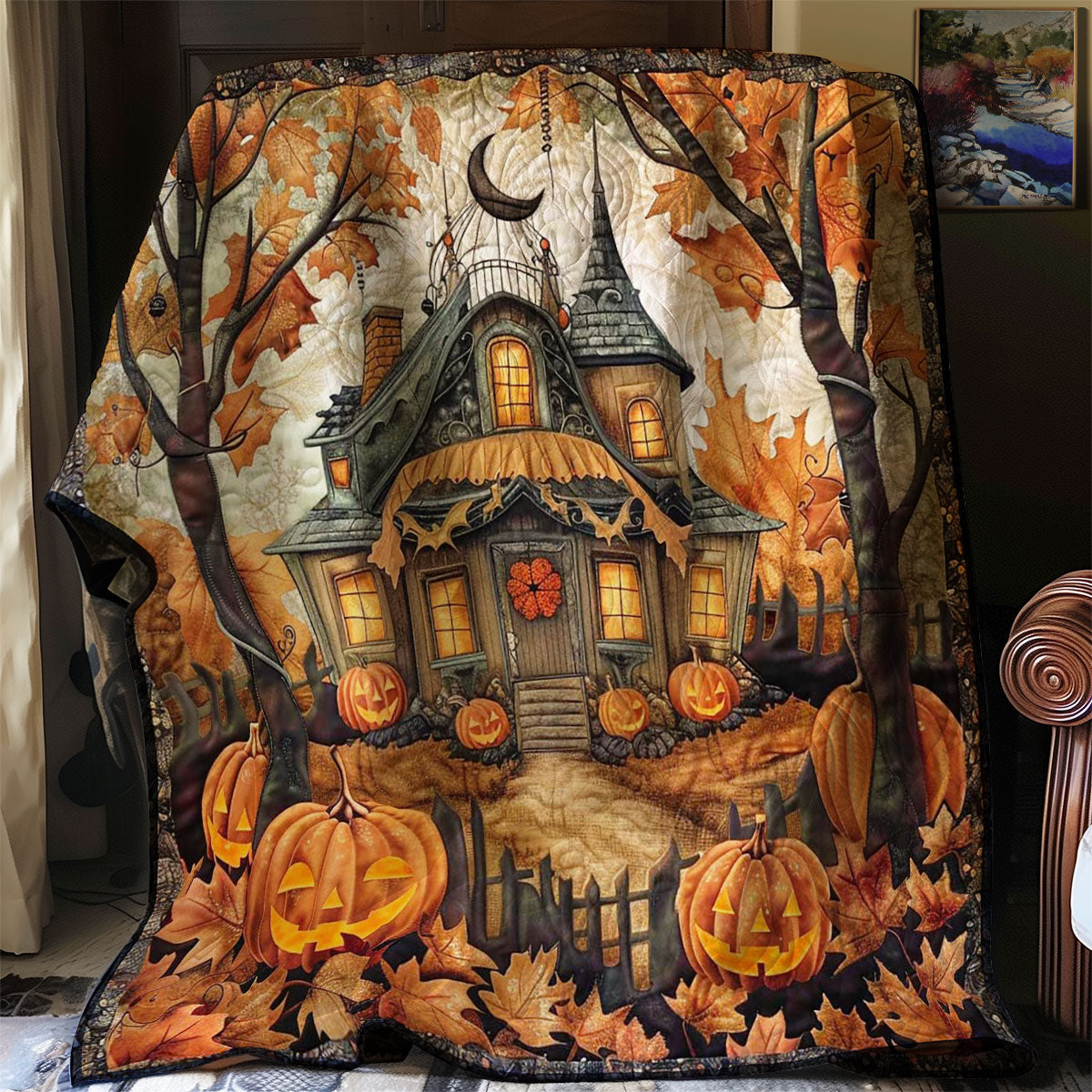 Pumpkin House Of Haunts WN1908061CL Quilt