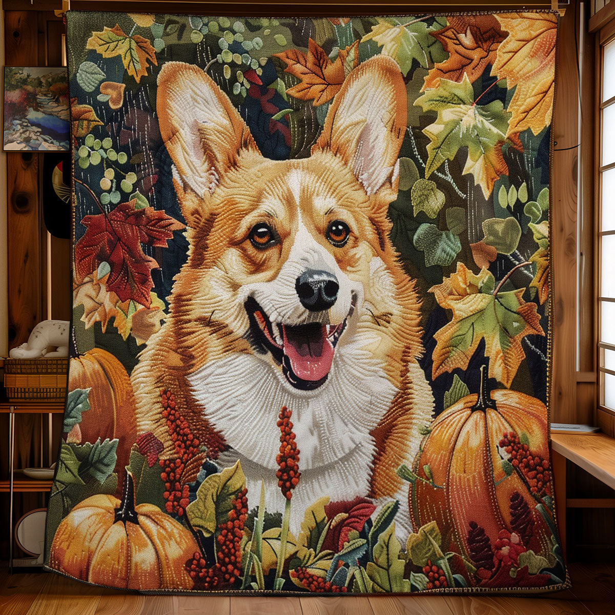 Pumpkins Smiling Corgi WM2908020CL Quilt