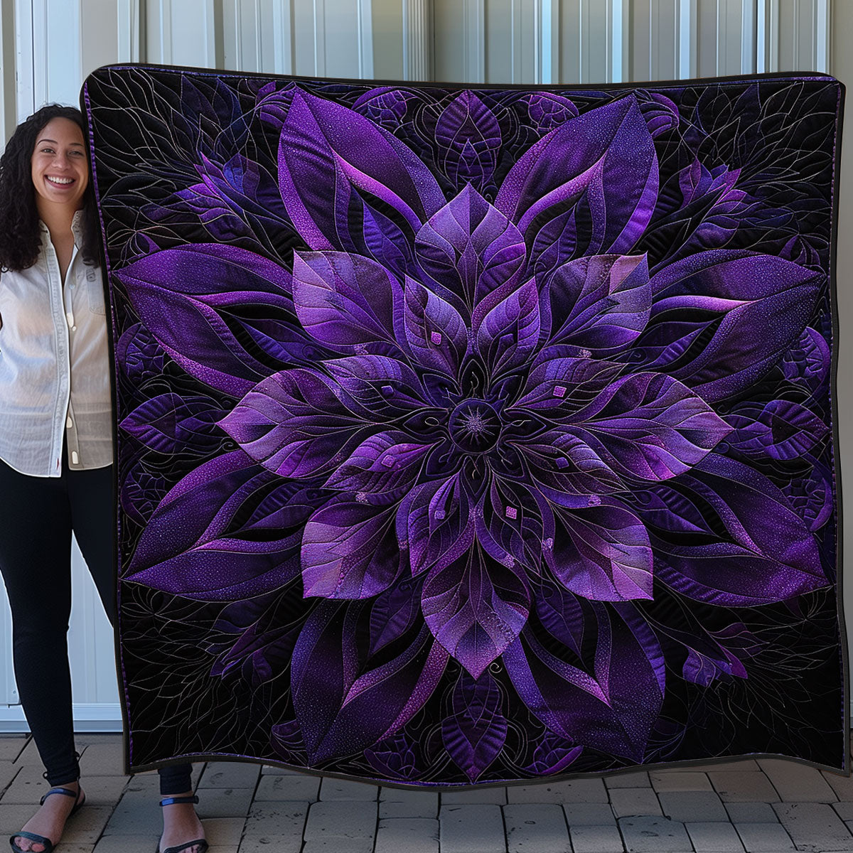 Purple Blooming Flower SR1608042CL Quilt