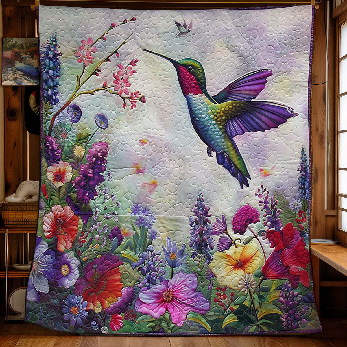 Purple Hummingbird Garden WM1608017CL Quilt
