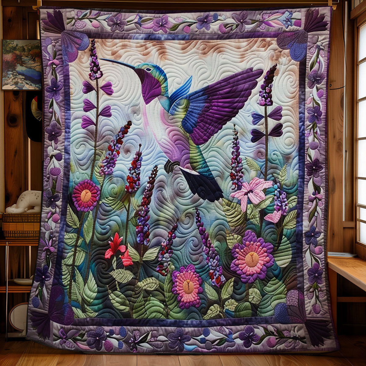 Purple Hummingbird WM0509003CL Quilt