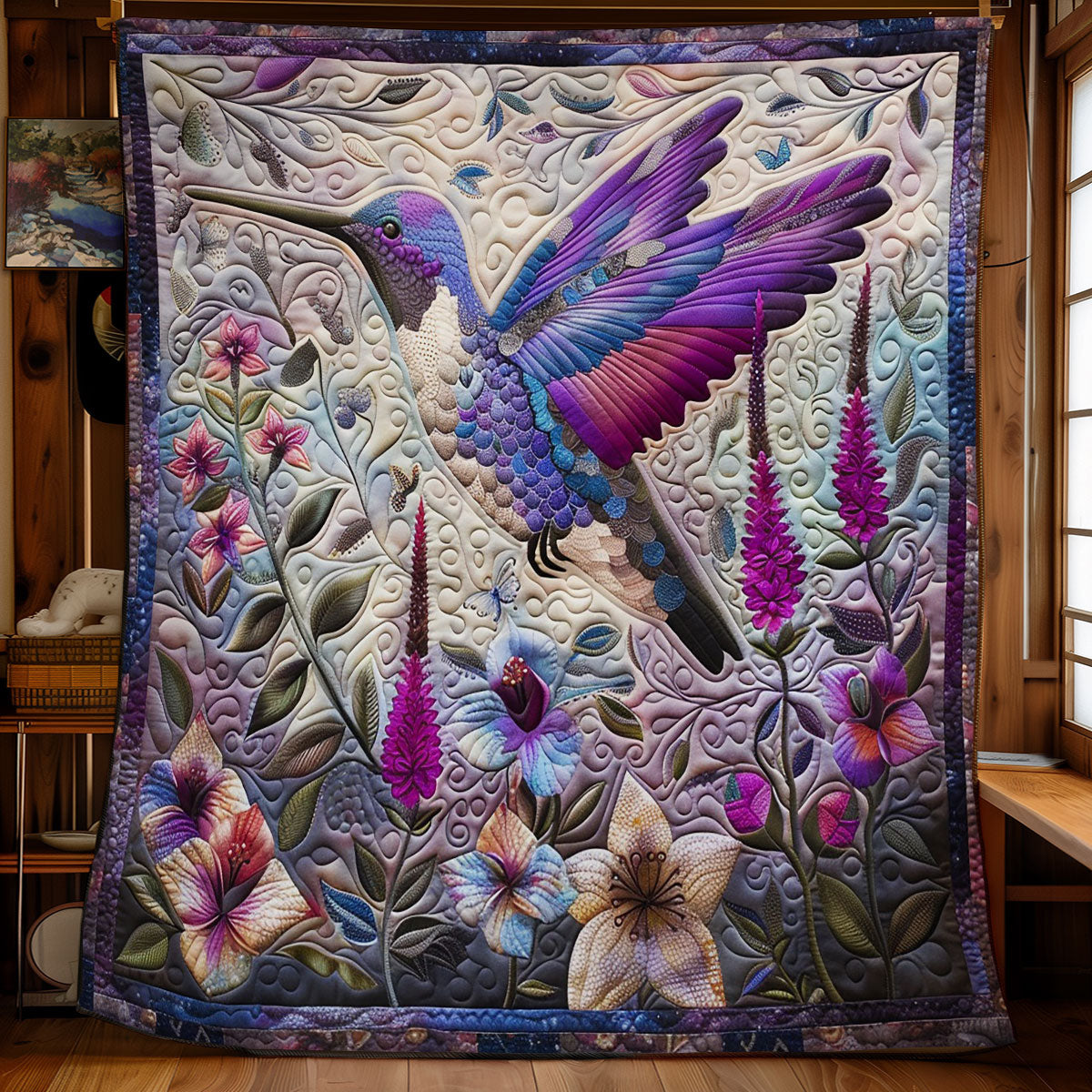 Purple Hummingbird WM2808041CL Quilt