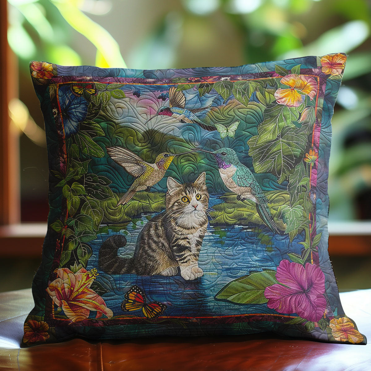 Humming Bird Cute Cat WP2507011CL Quilt Pillow Case