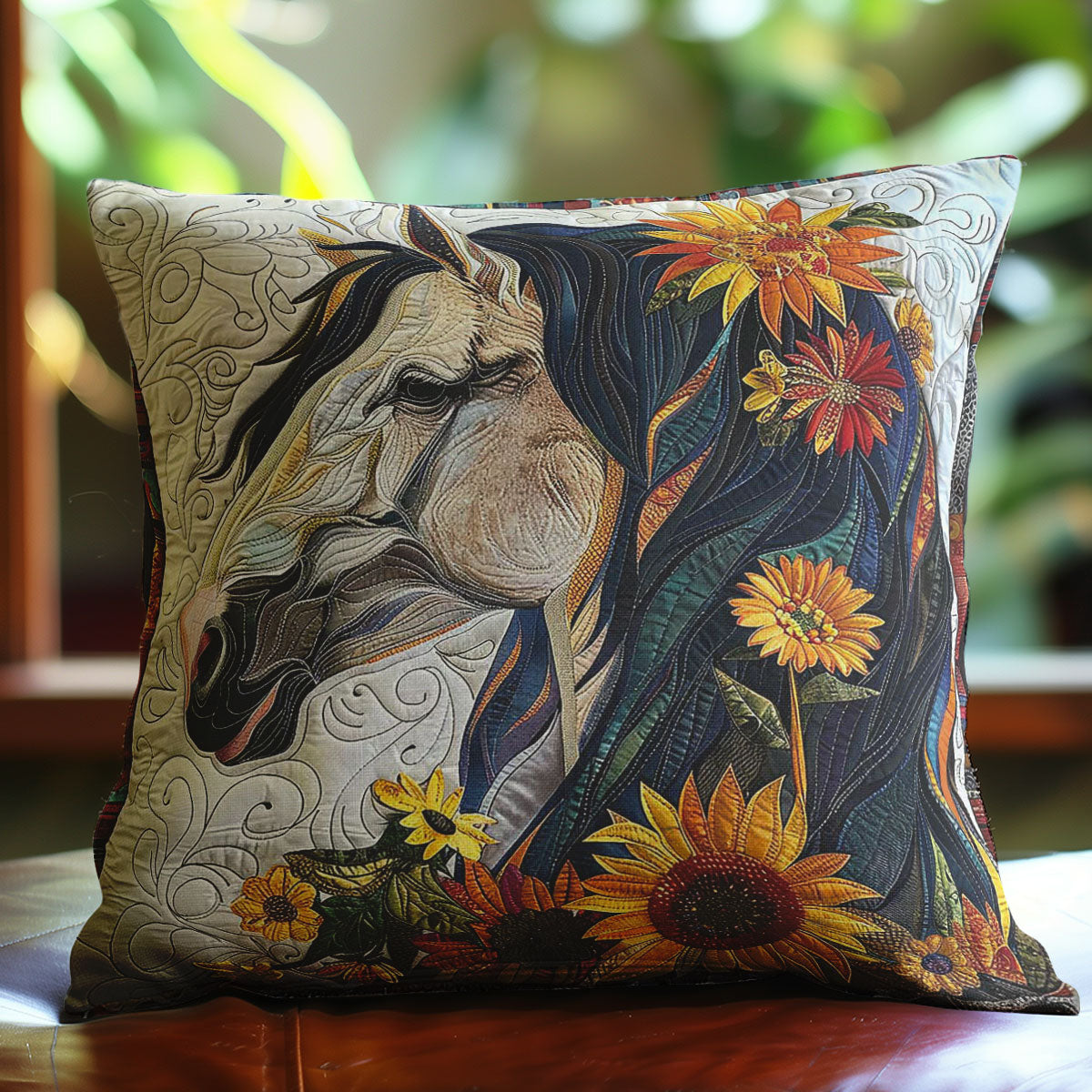 White Horse Sunflower WP2507029CL Quilt Pillow Case