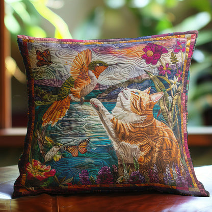 Cat Humming Bird Animal WP2507010CL Quilt Pillow Case