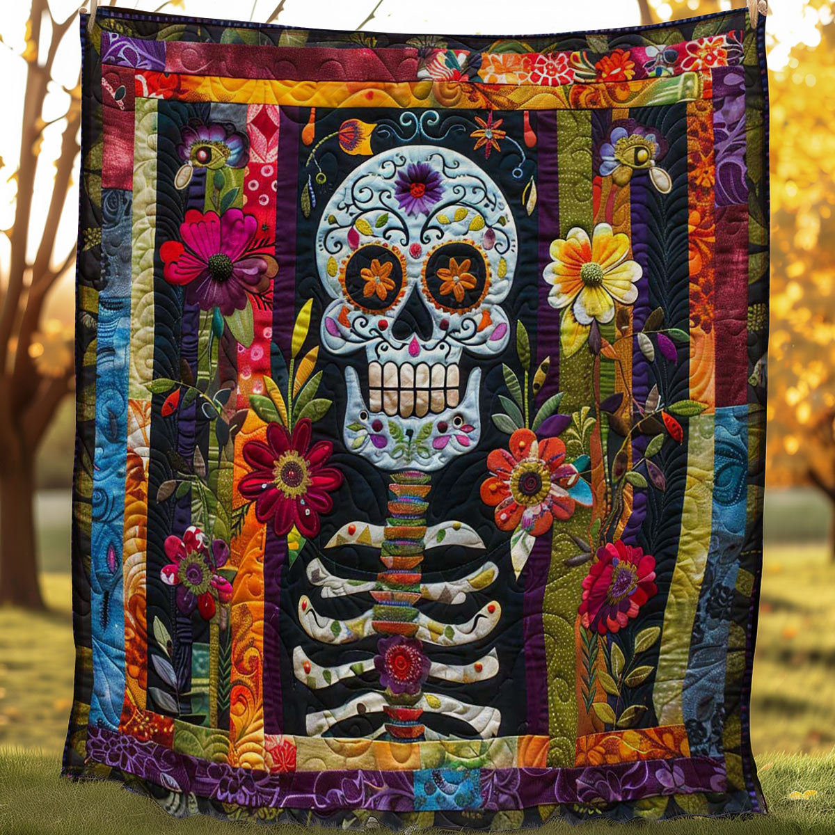 Radiant Skull Flower WN0908107CL Quilt