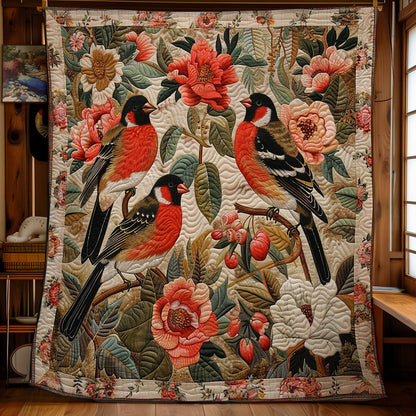 Red And Black Bullfinches WM2308084CL Quilt