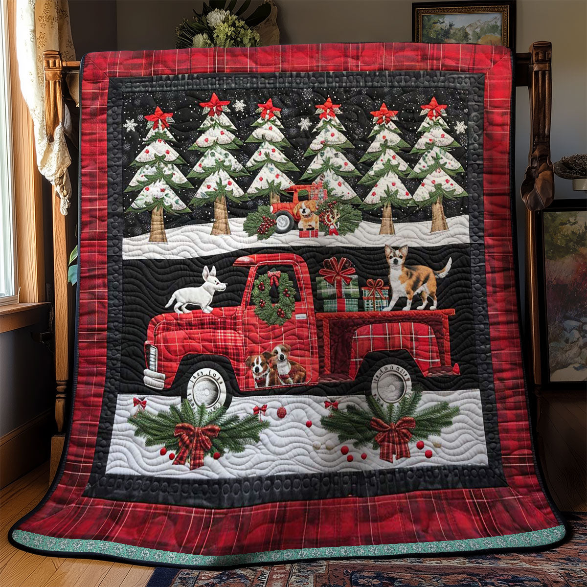 Red Truck Puppy Parade WN1109031CL Quilt