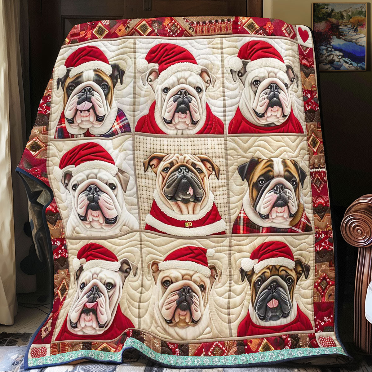 Santa’s French Bulldogs WN1609079CL Quilt