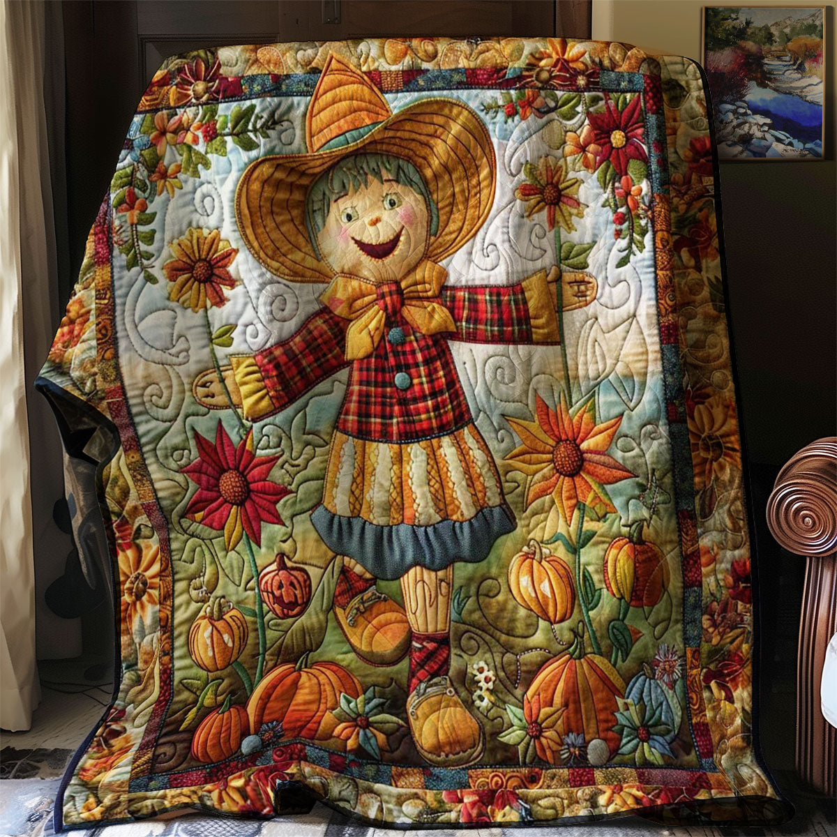 Scarecrow and the Pumpkin Moon WN1908043CL Quilt