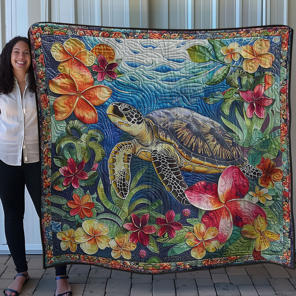 Sea Turtle Garden WN3007004CL Quilt