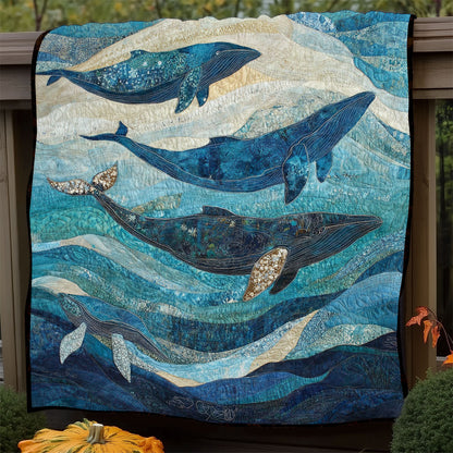 Sea Whales Family WM0608020CL Quilt