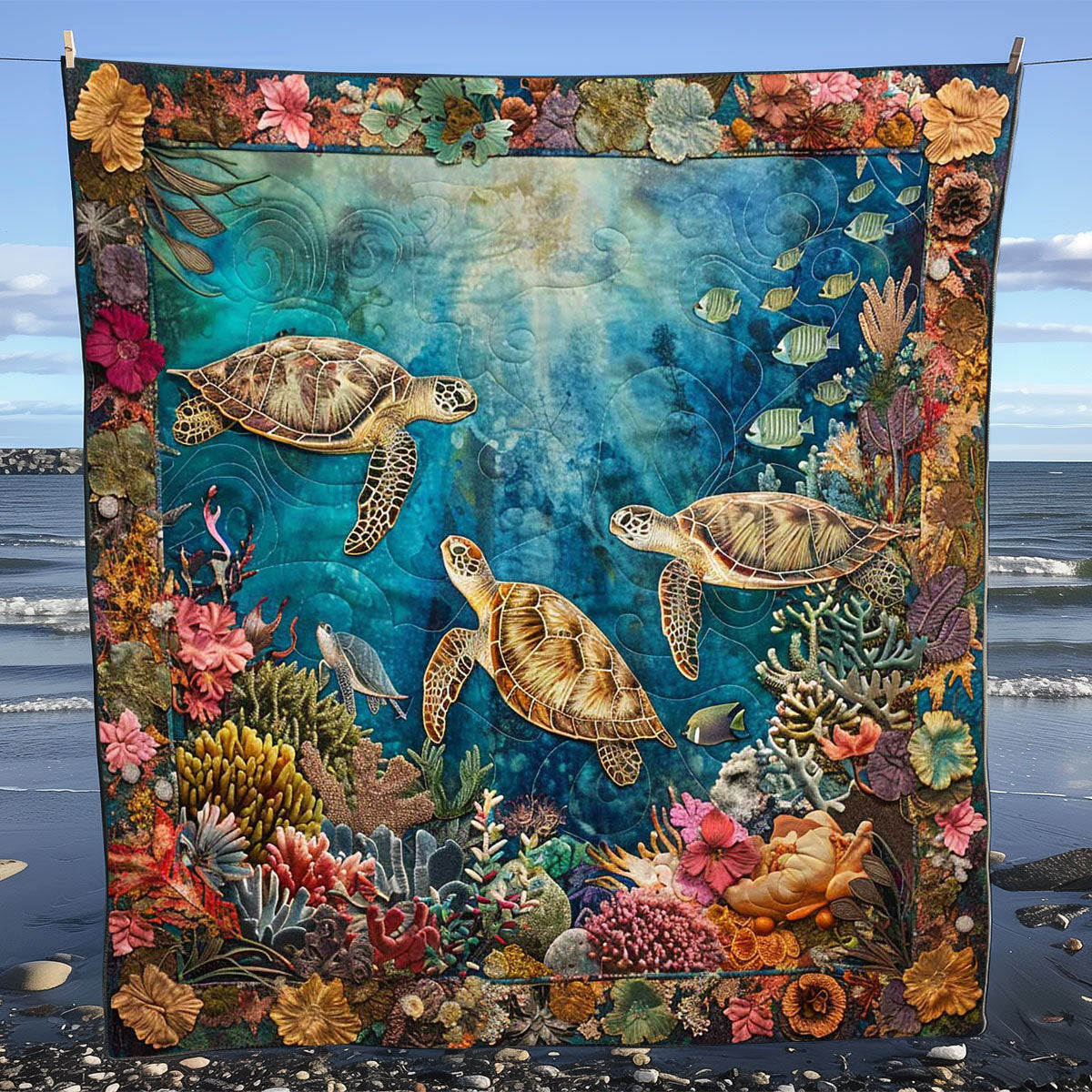 Serene Turtle Reef WN1008015CL Quilt