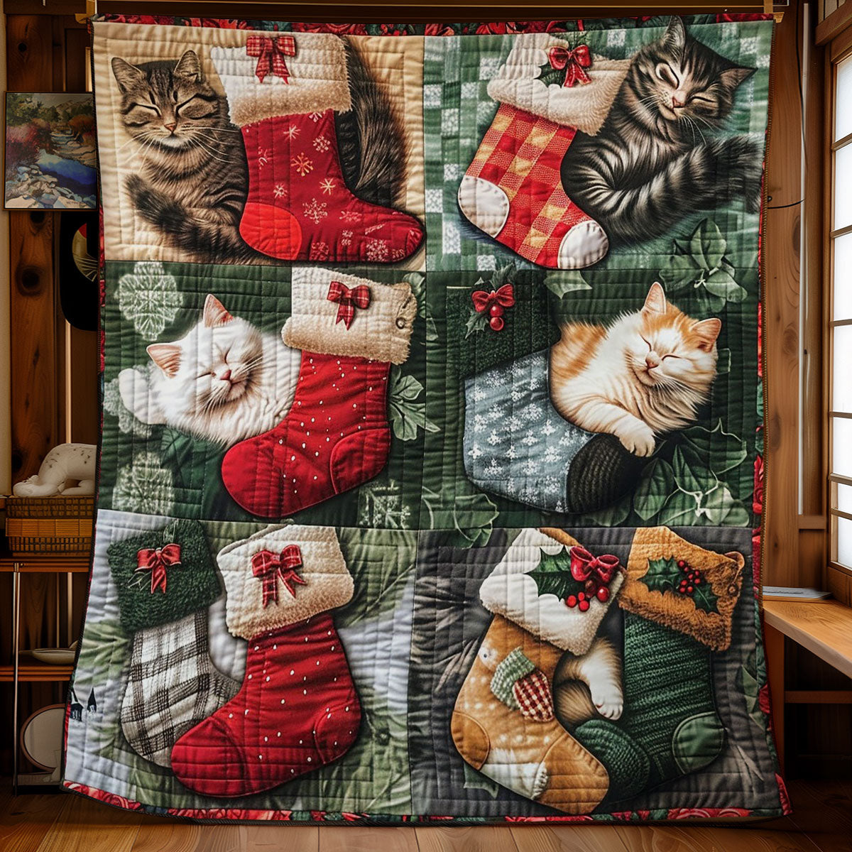 Sleeping Cat And Sock WM2108007CL Quilt