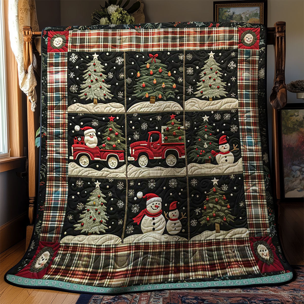 Snowman And Santa Truck WN1109043CL Quilt