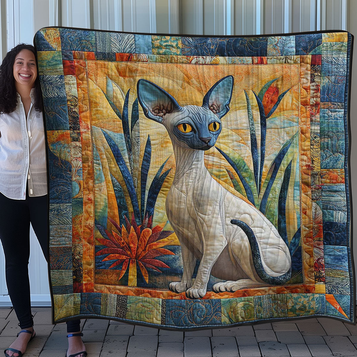 Sphynx And Flowers WN0608104CL Quilt