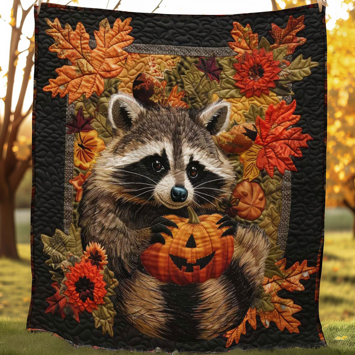 Spooky Autumn Raccoon WN1508060CL Quilt